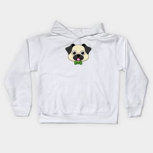 Cute Happy Pug Dog with Papillon Kids Hoodie